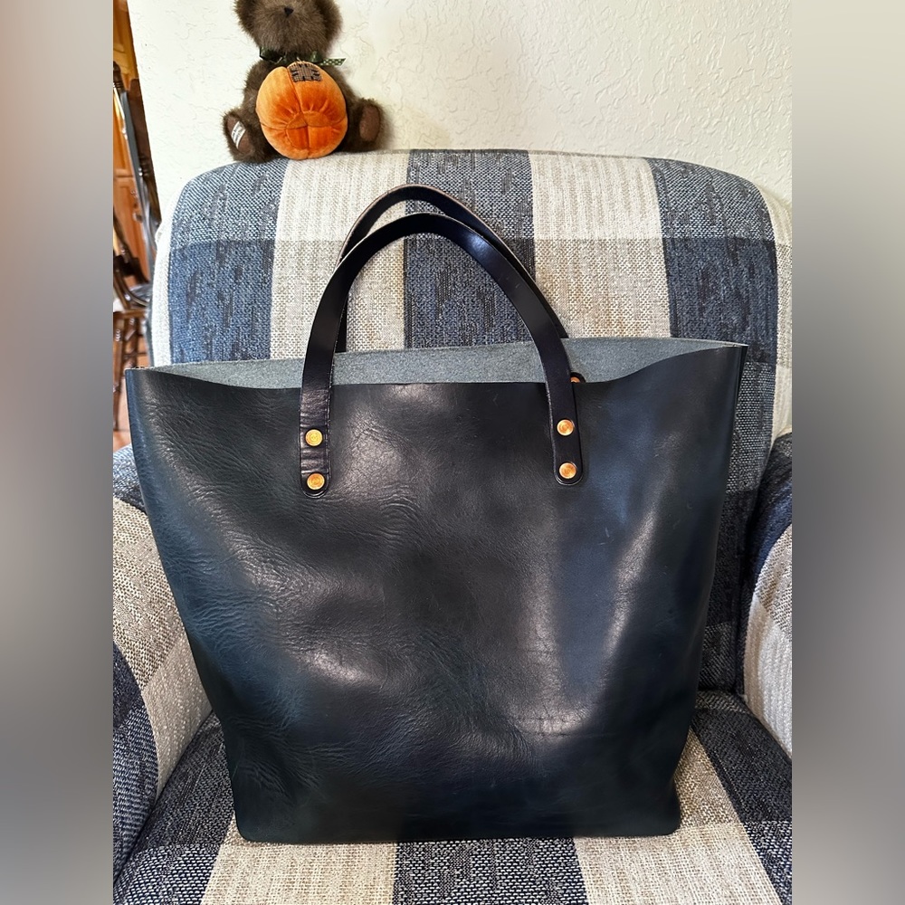 KMM & Co leather tote in cobalt
